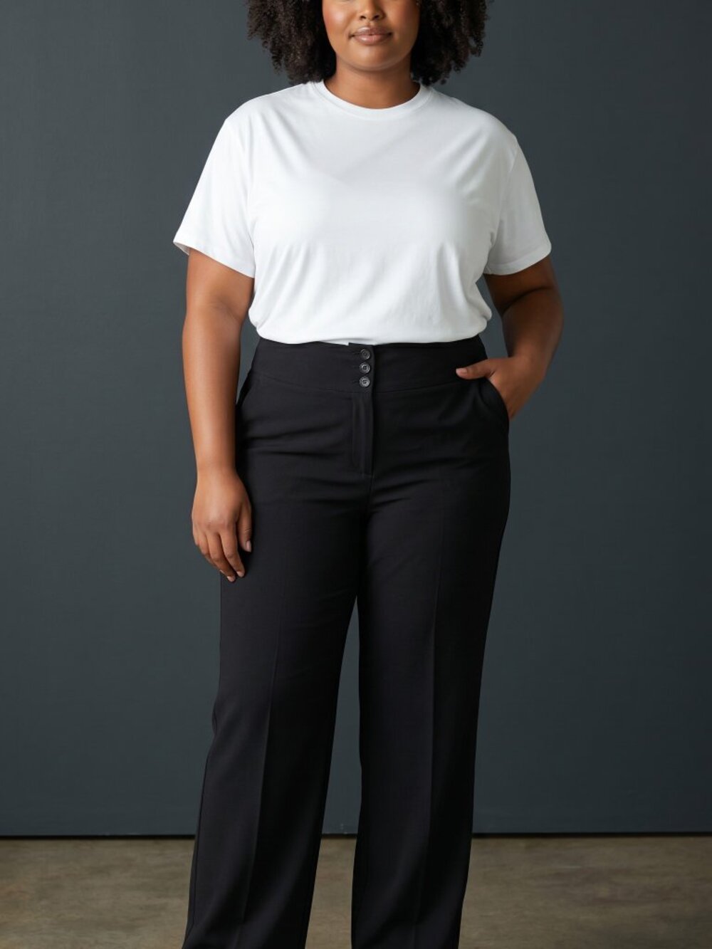 Style & Co Womens Dress Pants Size 16 Black Stretch 3 Button High Waist Career